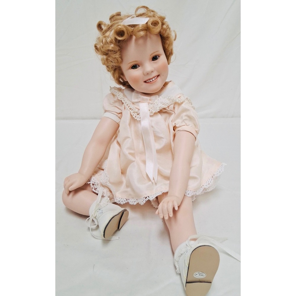 Danbury Mint Shirley Temple Doll Girl OS Peach Lace Porcelain 1996 MBI Excellent
